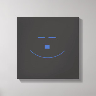 Blue Smile Face Wrapped Canvas Print