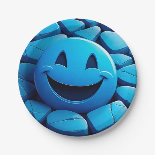 Blue Smile in Blue Stones Paper Plates