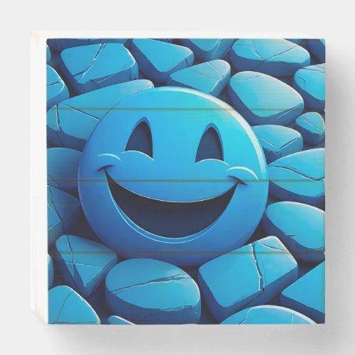 Blue Smile in Blue Stones Wooden Box Sign