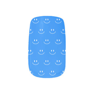 Blue Smile Pattern Minx Nail Art