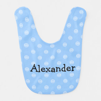Blue smiley face pattern baby bib for boy