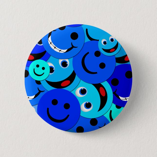 BLUE SMILEYS COLLAGE BUTTON (Front)