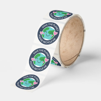 Blue Smiling Earth Save the Planet Recycle Me Classic Round Sticker