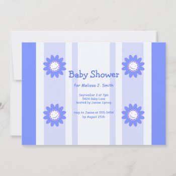 Blue Smiling Flowers Boy Baby Shower Invitation by xfinity7 at Zazzle