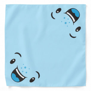 Blue Smiling Kawaii Face Bandana