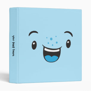 Blue Smiling Kawaii Face Binder