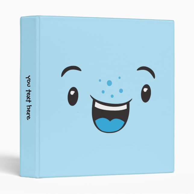 Blue Smiling Kawaii Face Binder (Front/Spine)