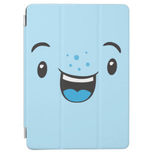 Blue Smiling Kawaii Face iPad Case