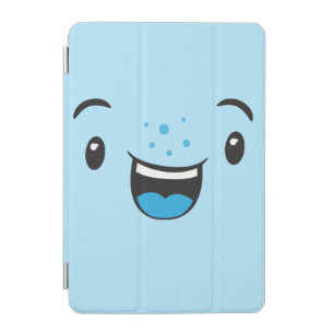 Blue Smiling Kawaii Face iPad Case