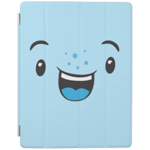 Blue Smiling Kawaii Face iPad Case