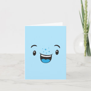 Blue Smiling Kawaii Face Note Card