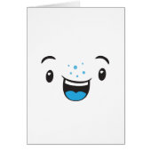 Blue Smiling Kawaii Face Note Card (Front)