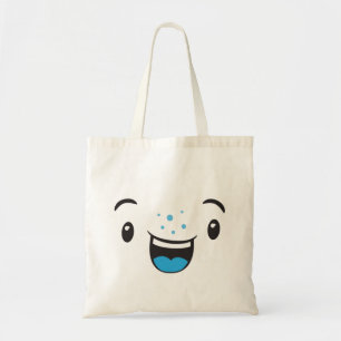 Blue Smiling Kawaii Face Tote Bag