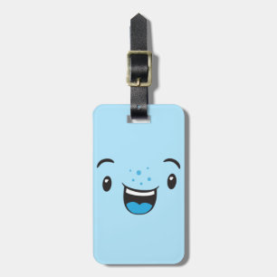Blue Smiling Kawaii Face Travel Luggage Tags