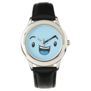 Blue Smiling Kawaii Face Watch