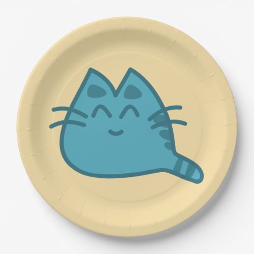 Blue Smiling Kitty Cat Paper Plates