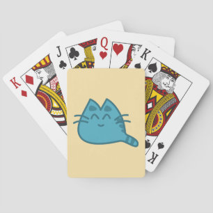 Blue Smiling Kitty Cat Poker Cards