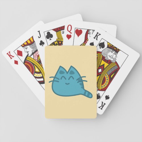 Blue Smiling Kitty Cat Poker Cards