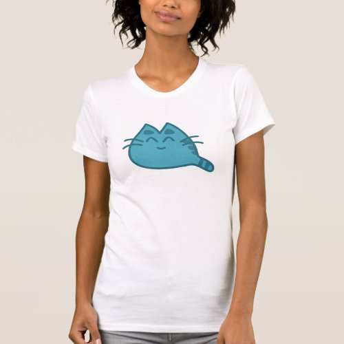 Blue Smiling Kitty Cat T_Shirt