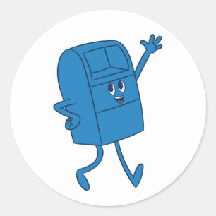 Blue Smiling Mailbox Classic Round Sticker