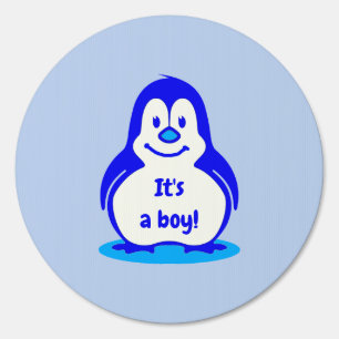 Blue Smiling Penguin It's A Boy New Baby Yard Sign