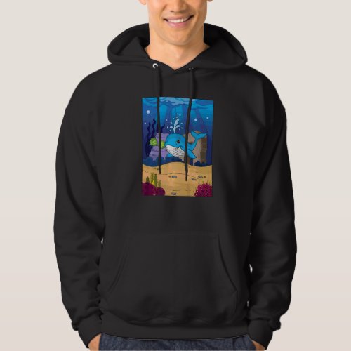 Blue Smiling Whale Swimming Under Water Alone Hoodie