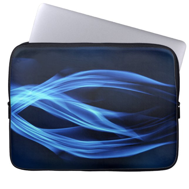 Blue Smoke Abstract Swirls Design Laptop Sleeve (Front)