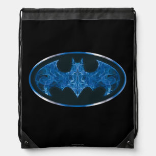 Blue Smoke Bat Symbol Drawstring Bag