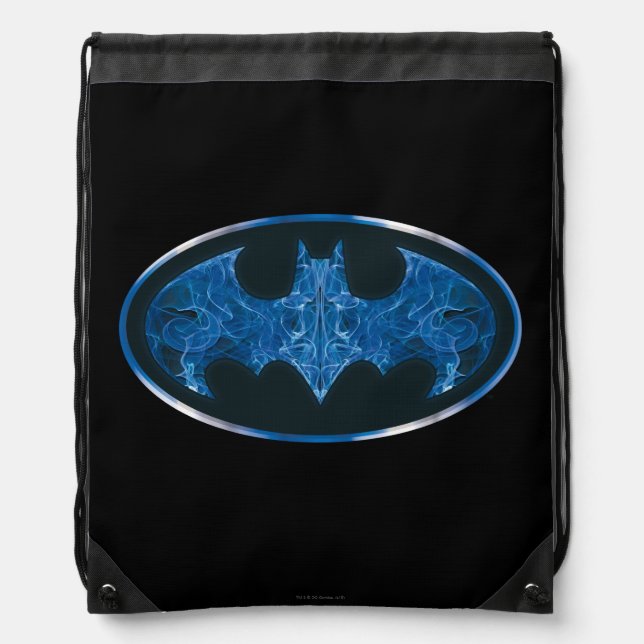 Blue Smoke Bat Symbol Drawstring Bag (Front)