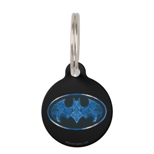 Blue Smoke Bat Symbol Pet Name Tag