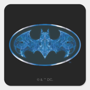 Blue Smoke Bat Symbol Square Sticker
