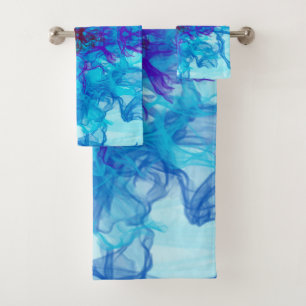 BLUE SMOKE - Fractal Art - Bath Towel Set