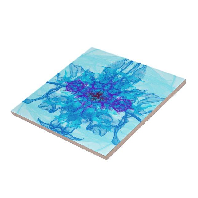 BLUE SMOKE - Fractal Art - Ceramic Tile (Side)
