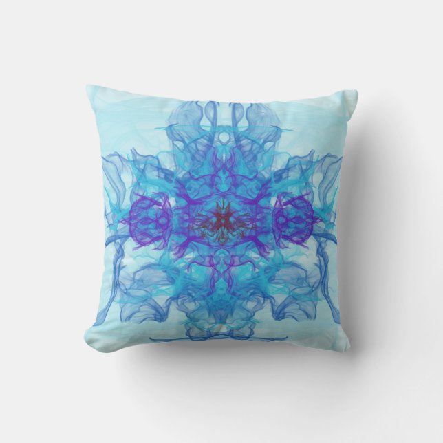 BLUE SMOKE - Fractal Art - Outdoor Pillow (Front)