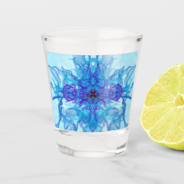 BLUE SMOKE - Fractal Art - Shot Glass (Front)