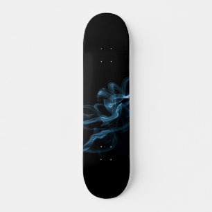 Blue Smoke on Sleek Black Skateboard