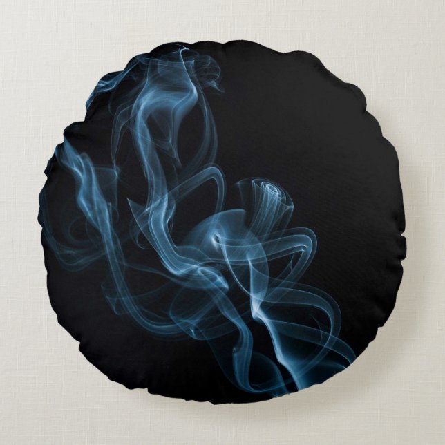 Blue Smoke Round Pillow (Front)