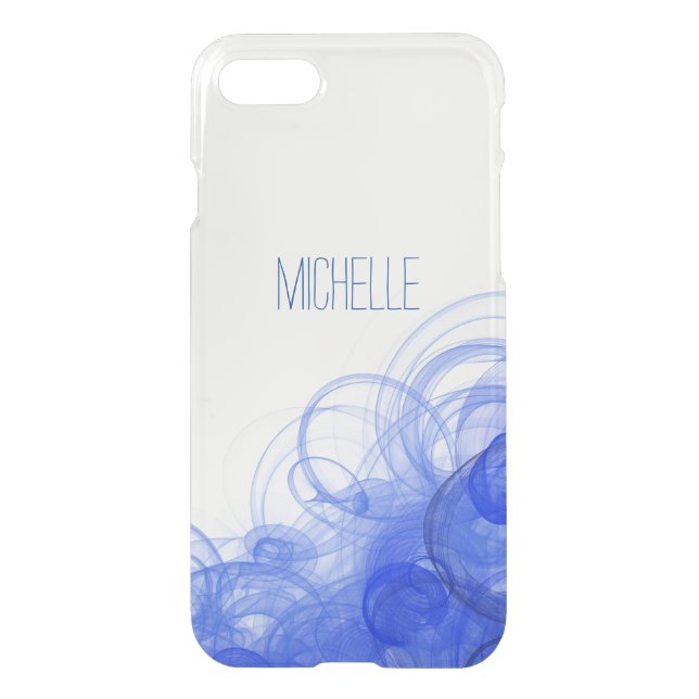 Blue Smoke Swirl with Name Uncommon iPhone Case (Back)