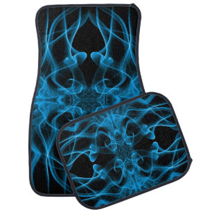 Blue Smoke Symmetrical Minimalist Black Car Floor Mat