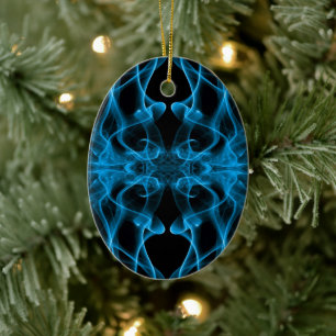 Blue Smoke Symmetrical Minimalist Black Ceramic Ornament