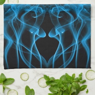 Blue Smoke Symmetrical Minimalist Black Kitchen Towel