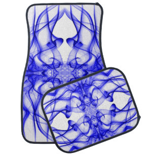 Blue Smoke Symmetrical Minimalist White Car Floor Mat