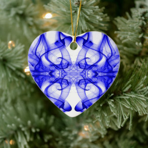 Blue Smoke Symmetrical Minimalist White Ceramic Ornament