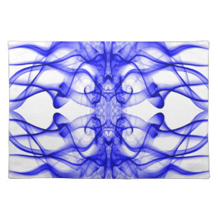 Blue Smoke Symmetrical Minimalist White Cloth Placemat
