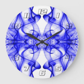 Blue Smoke Symmetrical Minimalist White Large Clock