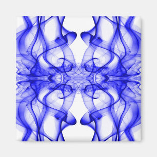 Blue Smoke Symmetrical Minimalist White Magnet