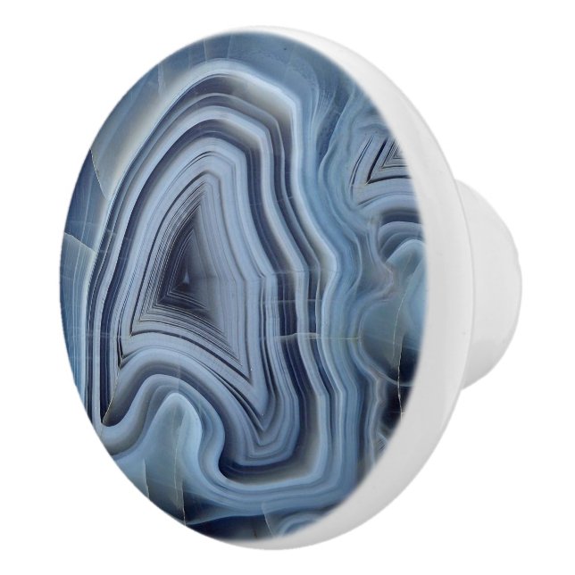 Blue Smoky Agate Geode Ceramic Knob (Right)