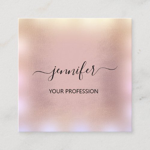 Blue Smoky Rose Gold Ombre  Professional Square Business Card