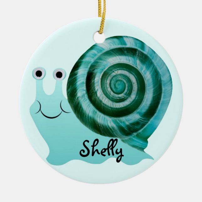 Blue Snail Ceramic Ornament (Front)