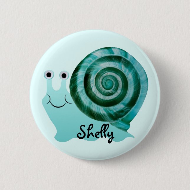 Blue Snail Pinback Button (Front)